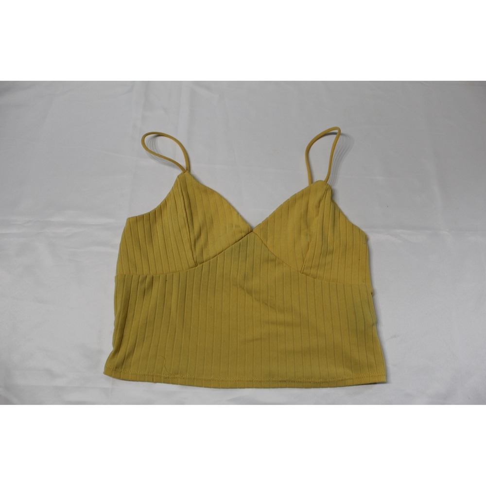Faded Rose Mustard Yellow Ribbed V-Neck Camisole Cami Top Womens Size Medium